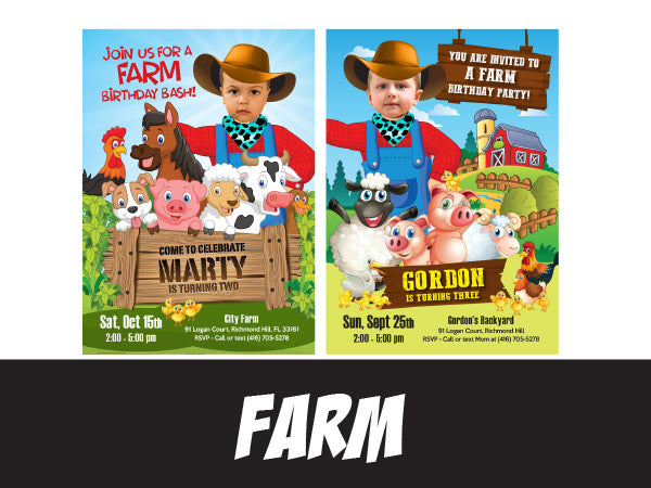 Farm party invitation with photo, Barn birthday Invitations, Farm animals theme party