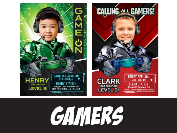 Gamers Invitation with photo. Custom Gamers photo invitation.