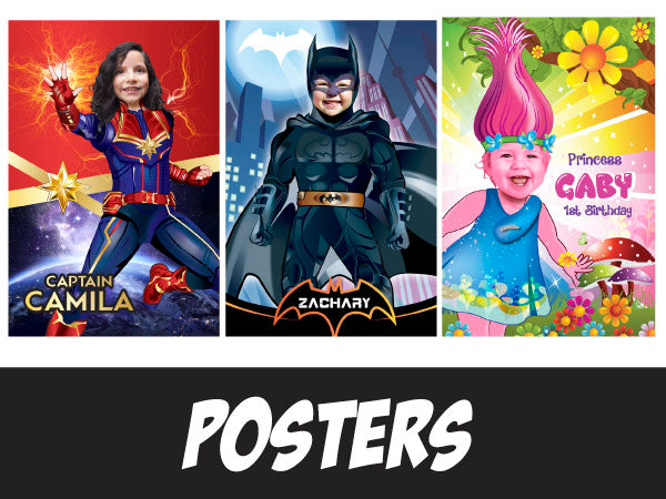 Custom Superheroes Posters. Personalized Children Posters.