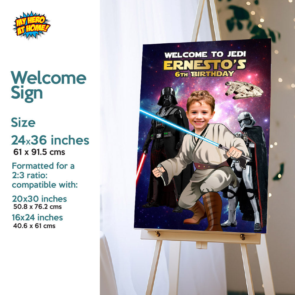 Personalized Star Wars Jedi Party matching items Bundle, Backdrop, Cake, Welcome Sign. 005B4