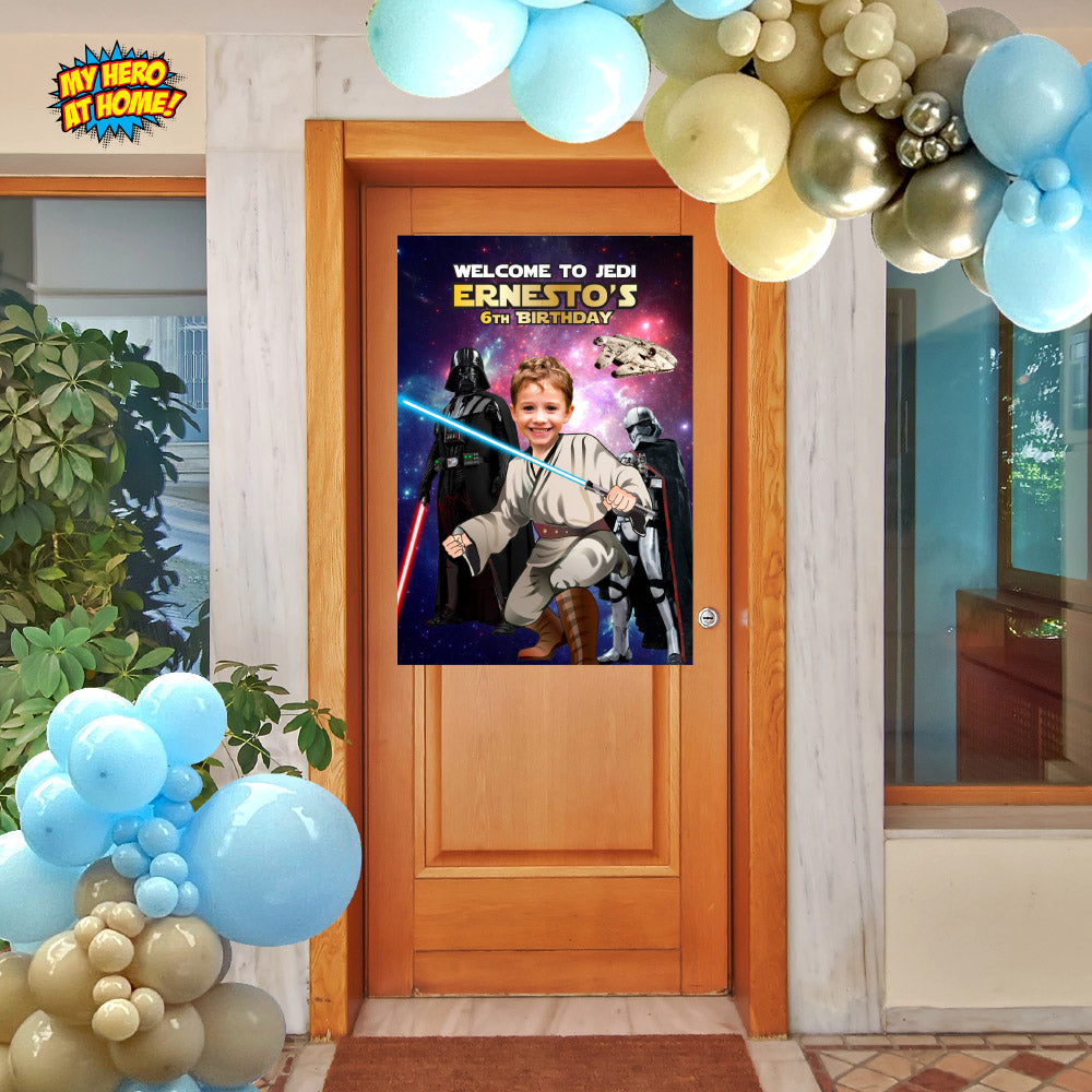 Personalized Star Wars Jedi Party matching items Bundle, Backdrop, Cake, Welcome Sign. 005B4
