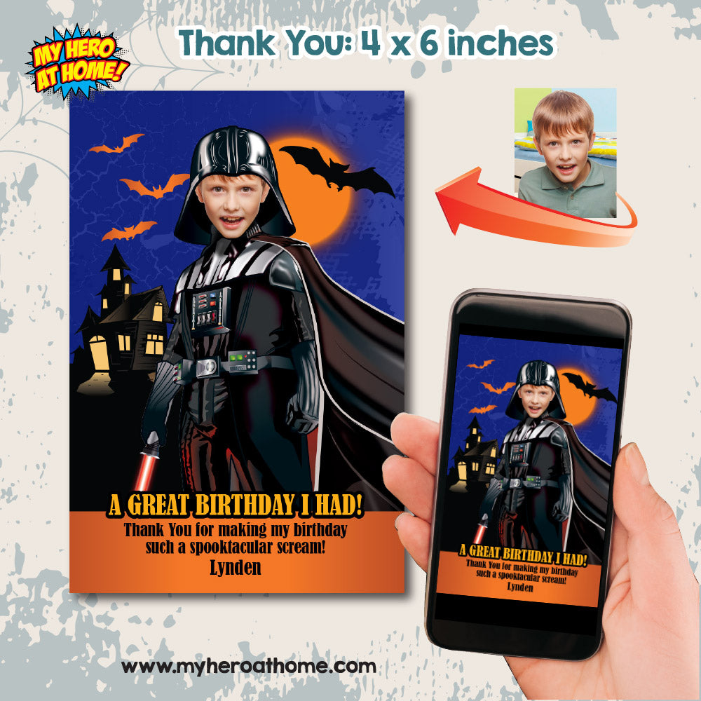 Darth Vader Halloween Birthday Invitation with Kid as the Star (Thank You Included) 009H