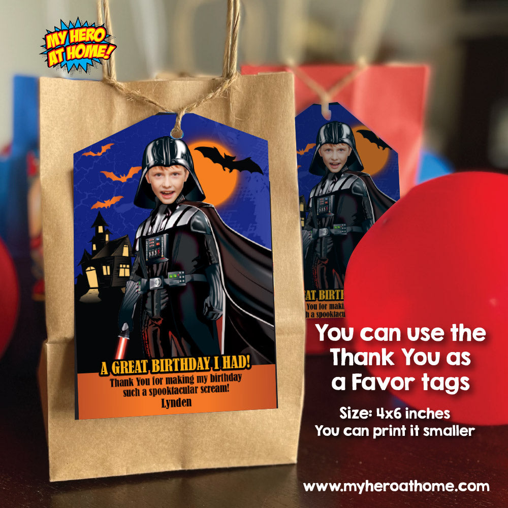 Darth Vader Halloween Birthday Invitation with Kid as the Star (Thank You Included) 009H