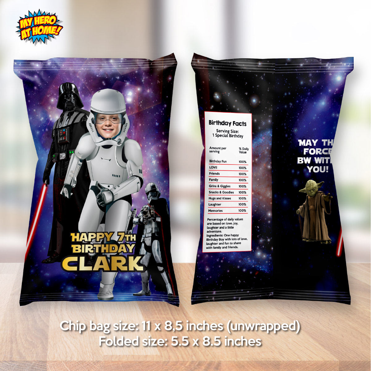 Custom Stormtrooper Chip Bag wrappers with photo, Droids Snacks bags labels. 036CB