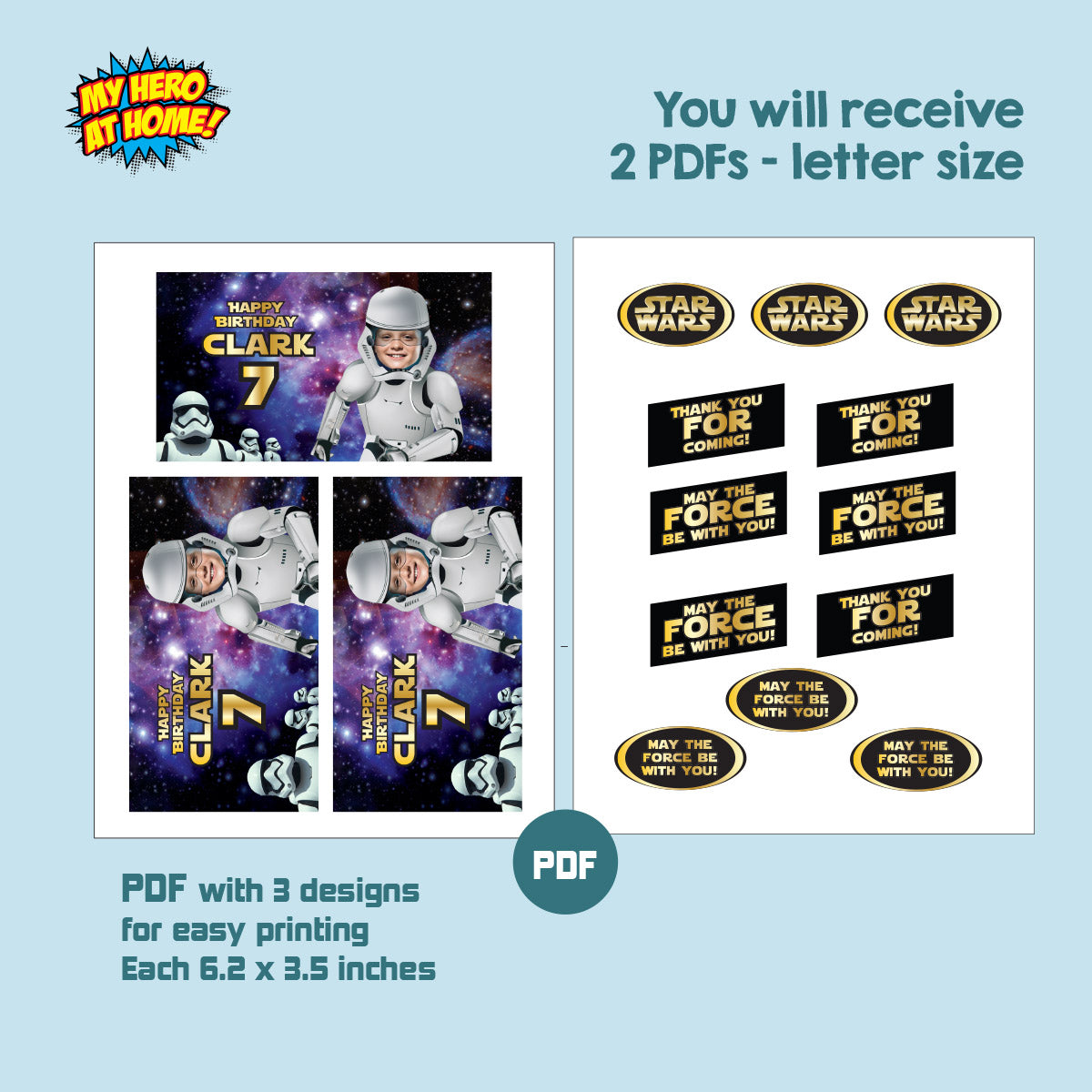 Personalized Stormtrooper Gable Box label with photo, Party favors, candy boxes. 036GB