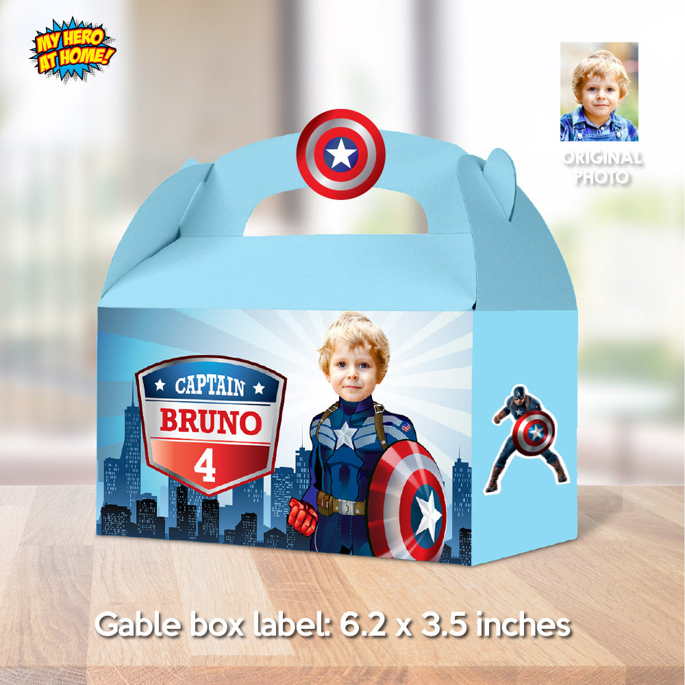 Personalized Captain America Candy box with photo (Capt America Party favors, Giveaways Boxes). 075GB