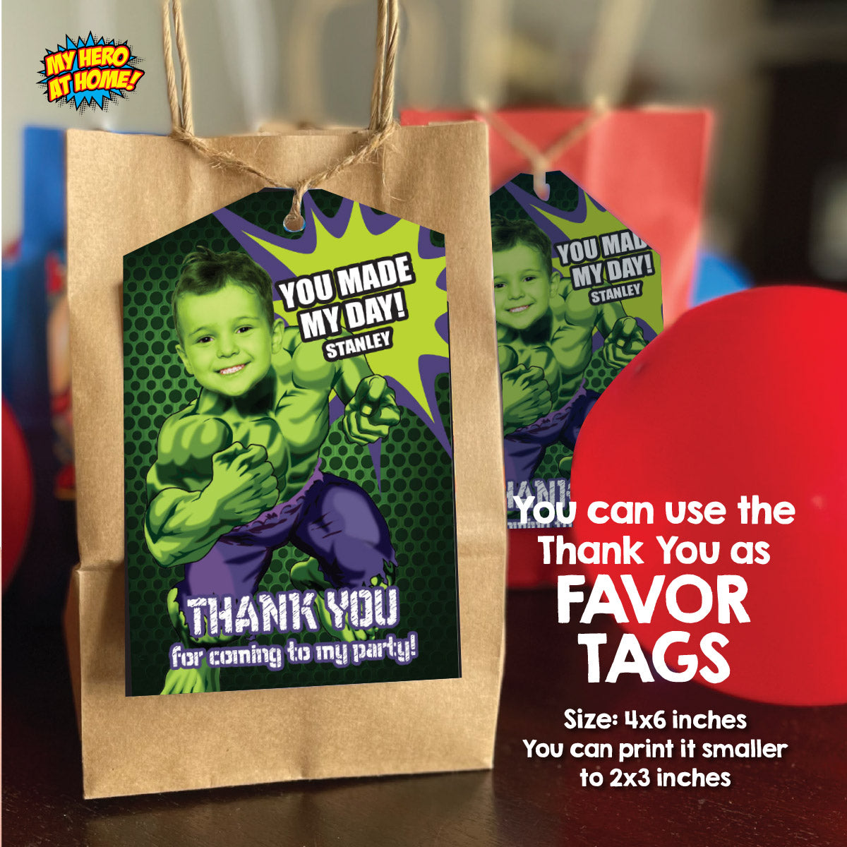 Customized Hulk Party Bundle with birthday kid as the star: Invitation, Thanks, Cake, Welcome. 089B2B