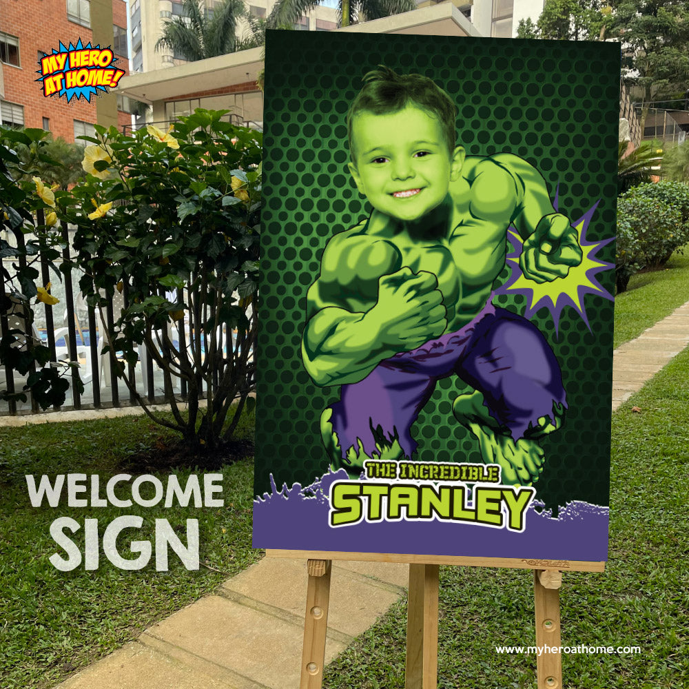 Personalized Hulk Poster featuring child as main Avenger, Printable Hulk gift with photo. 089PG