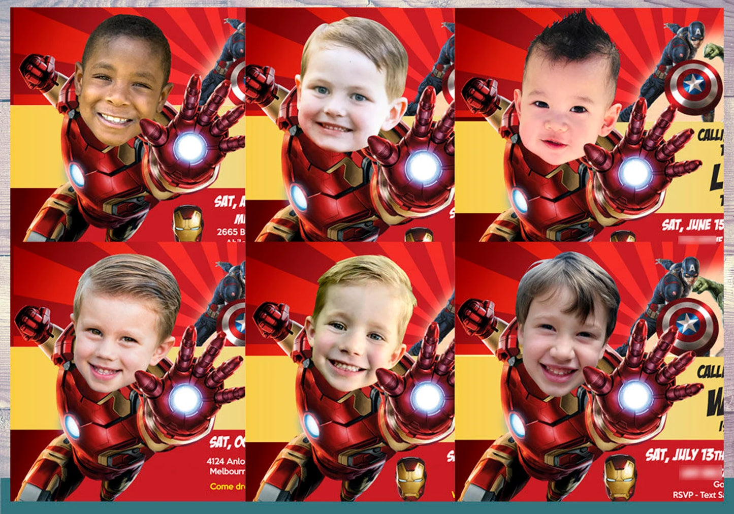 Custom Iron Man Birthday Invitation Template featuring Kid as the Ironman. 099