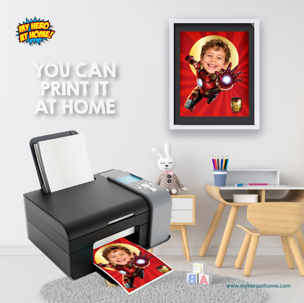 Personalized Iron Man Gifts with photo, Ironman Print Featuring Child as the Star. 098PS2