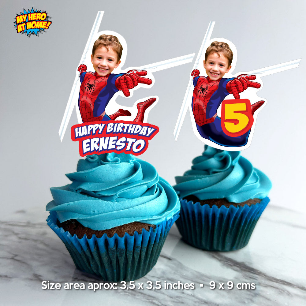 Personalized Spiderman Cupcakes topper with your kid as his favorite superhero. 101CK
