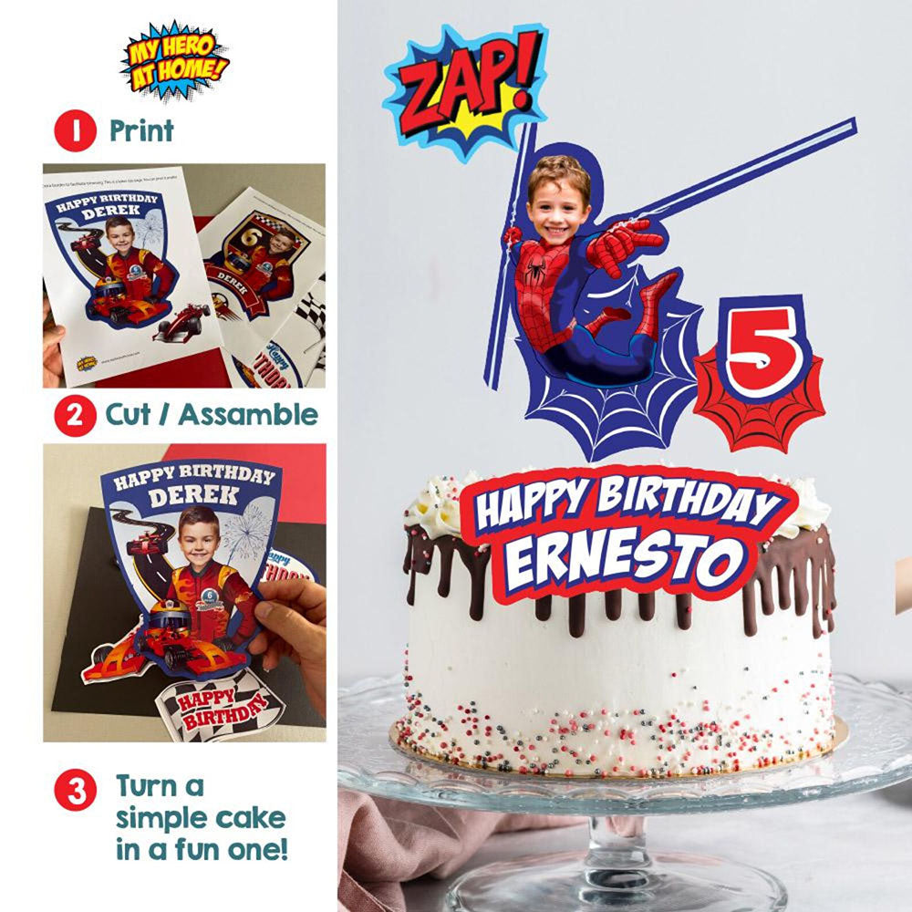 Custom Spiderman Cake topper with kid as the friendly Spider-man, Spiderman photo cake. 101CT