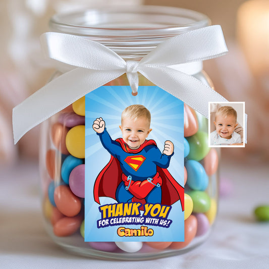 Baby Superman Thank you card and Favor tags with Baby as the star. 121TY