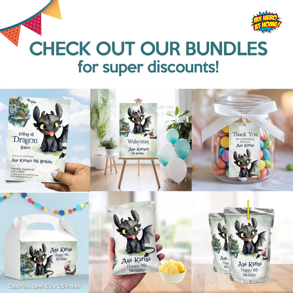 Baby Dragon birthday Invitation, Watercolor Train your Dragon birthday template, Baby Toothless party Invite. 1672IN