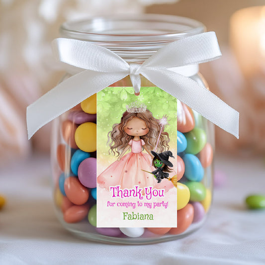 Wicked Watercolor Birthday Favor Tags with African American Princess. 1749FTV