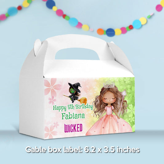 Wicked African American Gable Candy Box, Pink Princess Glinda Party Favors. 1749GB