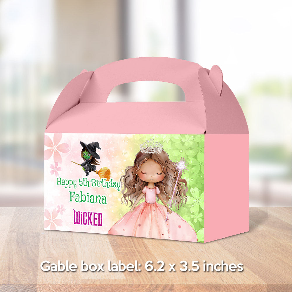 Wicked African American Gable Candy Box, Pink Princess Glinda Party Favors. 1749GB