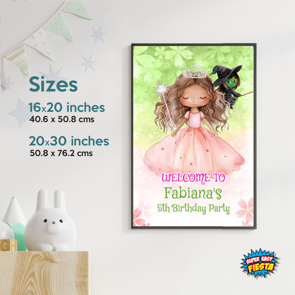 Wicked African American Glinda birthday Welcome sign, Pink Glinda Party entrance. 1749WS