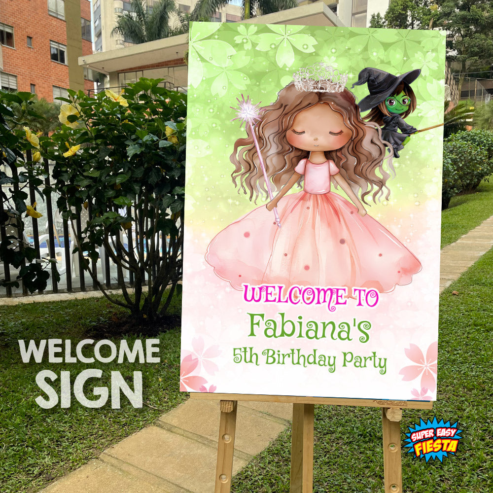 Wicked African American Glinda birthday Welcome sign, Pink Glinda Party entrance. 1749WS