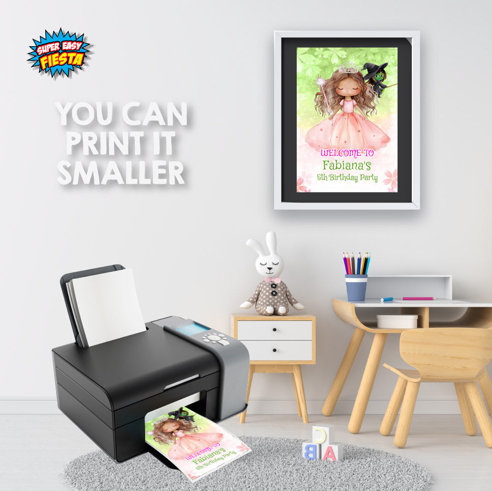 Wicked African American Glinda birthday Welcome sign, Pink Glinda Party entrance. 1749WS