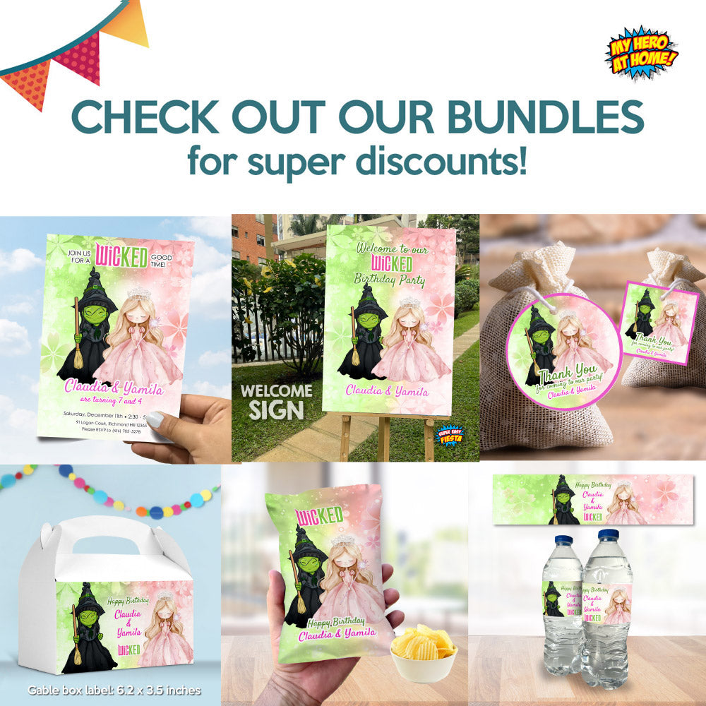 Joint Elphaba and Glinda Watercolor Welcome sign. Wicked birthday entrance sign. 1773WS