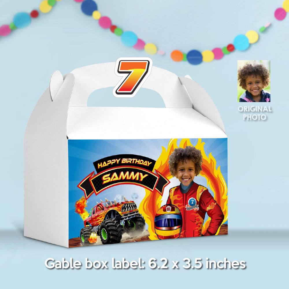 Personalized Monster Truck Party Snack Bundle with birthday boy as the star. 2000B3