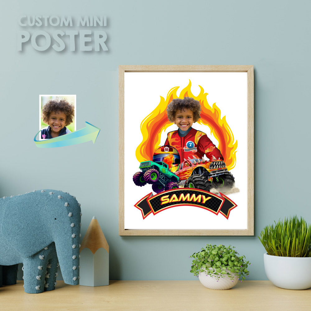 Printable Monster Truck gifts personalized with Featuring Child as the Driver. 2000PS