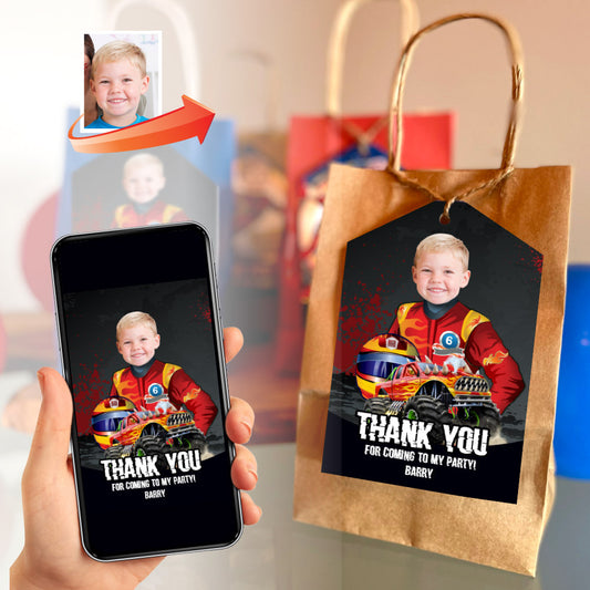 Custom Monster Bash Thank You and Favor Tags with Birthday Kid as the Star. 2002TY