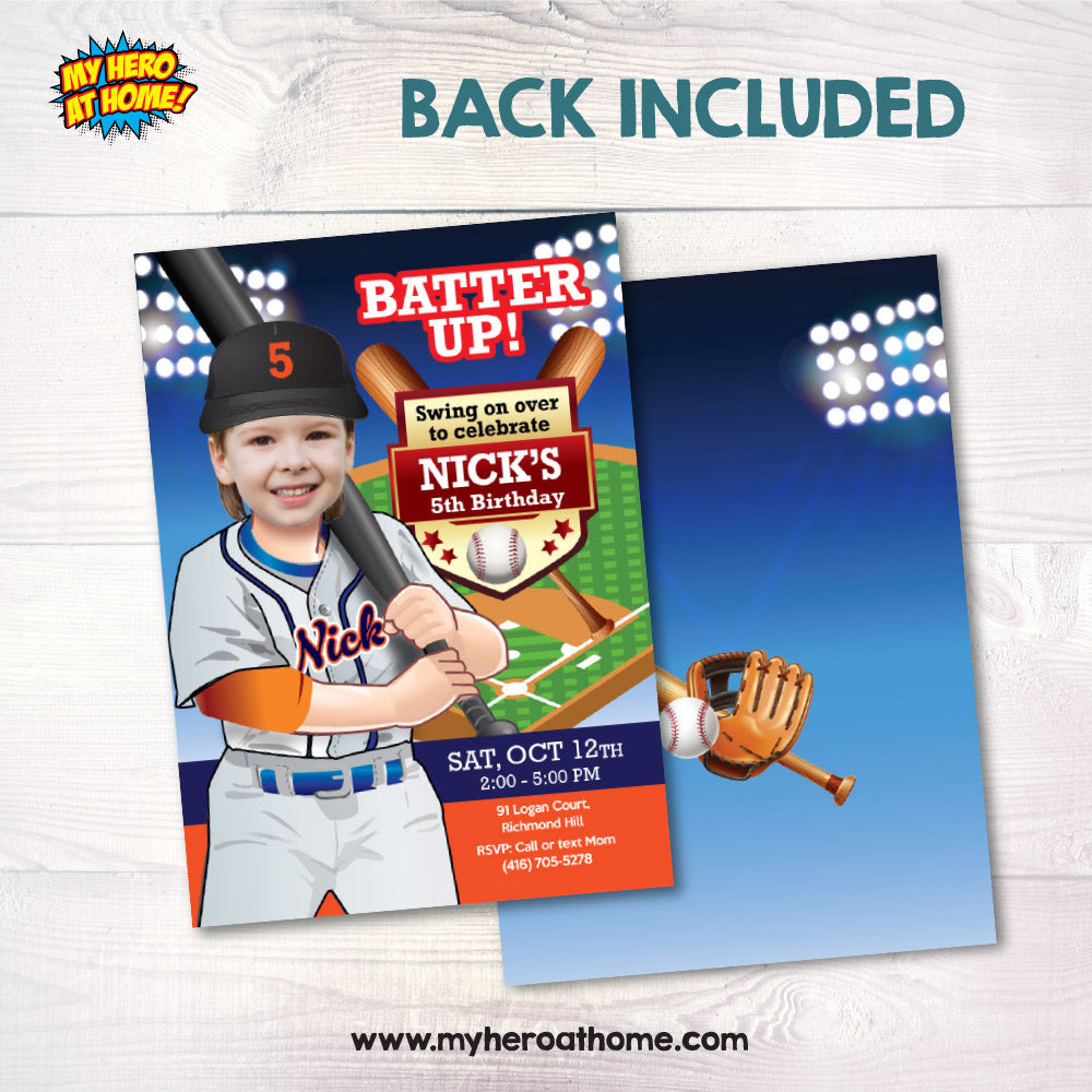 Custom Detroit Tigers Birthday Party Invitation with kid as the star player. 2024IN