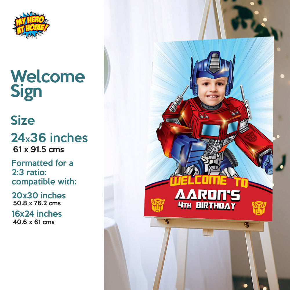 Bundle Optimus Prime Birthday with your kid as the star: Invitation and Thank you, printable Cake Topper, Welcome Sign. 2025B2