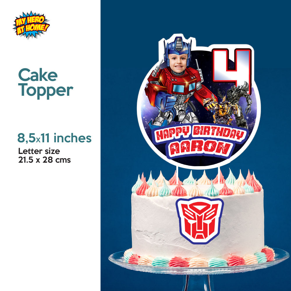 Bundle Optimus Prime Party decoration, Transformers Optimus: Banner Backdrop, Cake Topper and  Welcome Sign. 2025B4