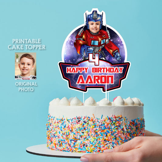 Cake topper of Optimus Prime with photo, Autobots cake topper, Transformers cake topper. 2025CT