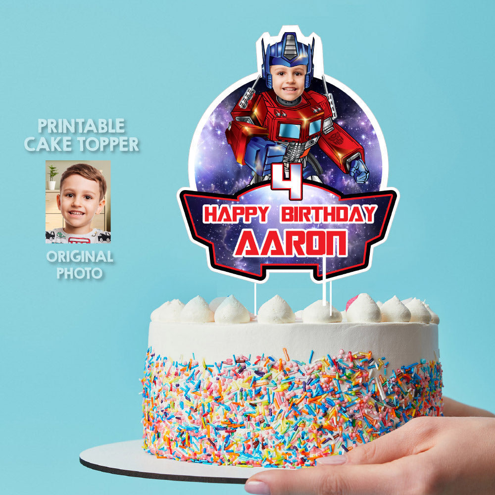 Bundle Optimus Prime BirthdayParty table: Transformers Cake Topper, snacks labels, Chip bags, Candy box, Drink labels. 2025B1