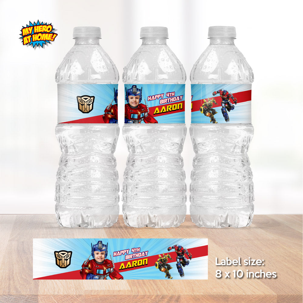 Optimus Prime water labels, Optimus Prime Capri sun labels, Transformers drink party labels. 2025WJ