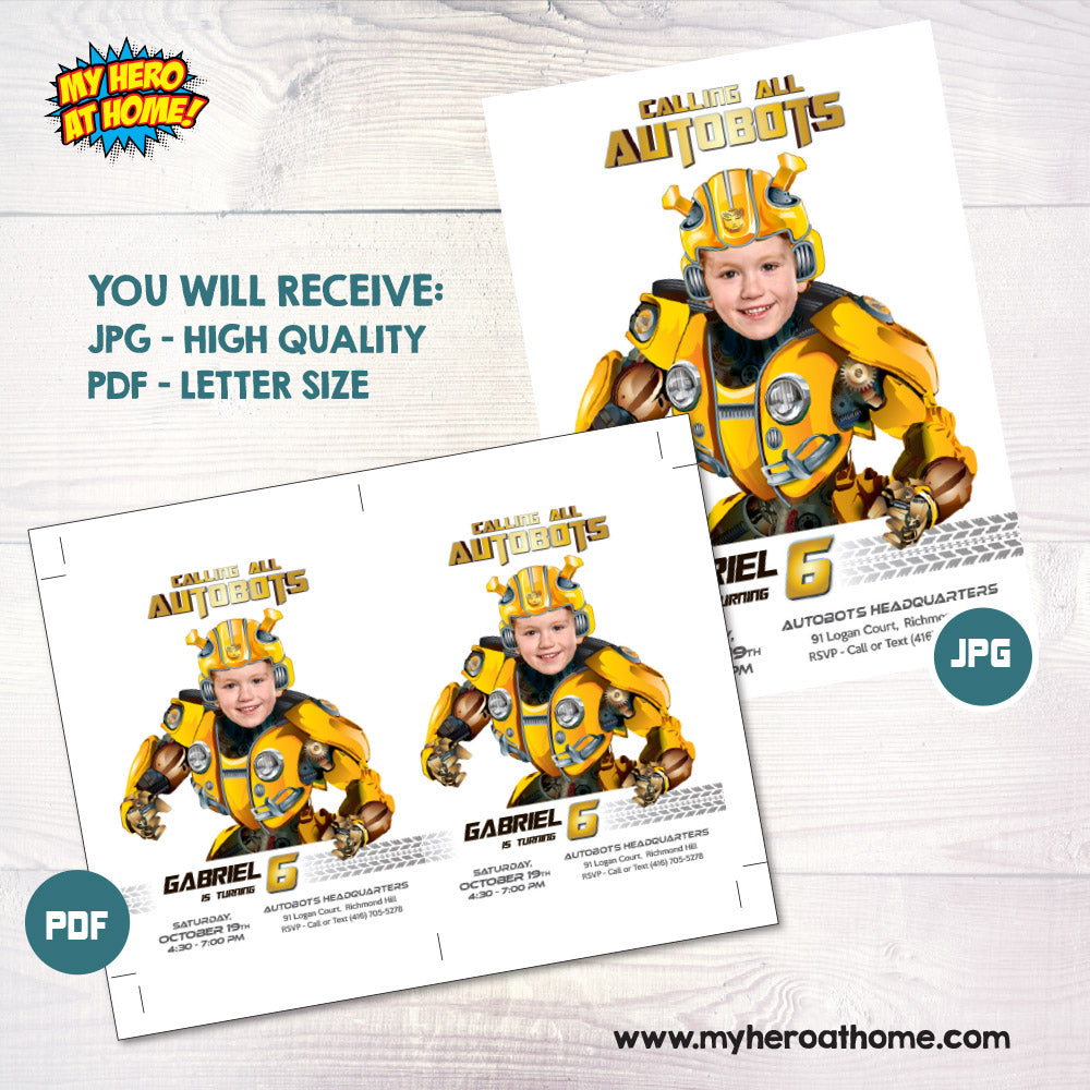 Bumblebee Birthday Party Invitation with photo, Bumblebee evite, Bumblebee Digital Invite. 2026