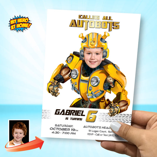 Bumblebee Birthday Party Invitation with photo, Bumblebee evite, Bumblebee Digital Invite. 2026
