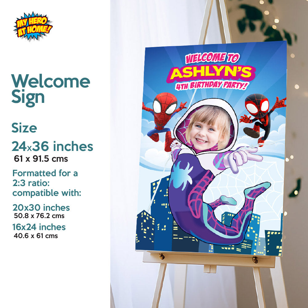 Bundle Gwen Stacy Birthday matching items with photo:  Invitation, Thank you, Cake, Welcome. 2039B2
