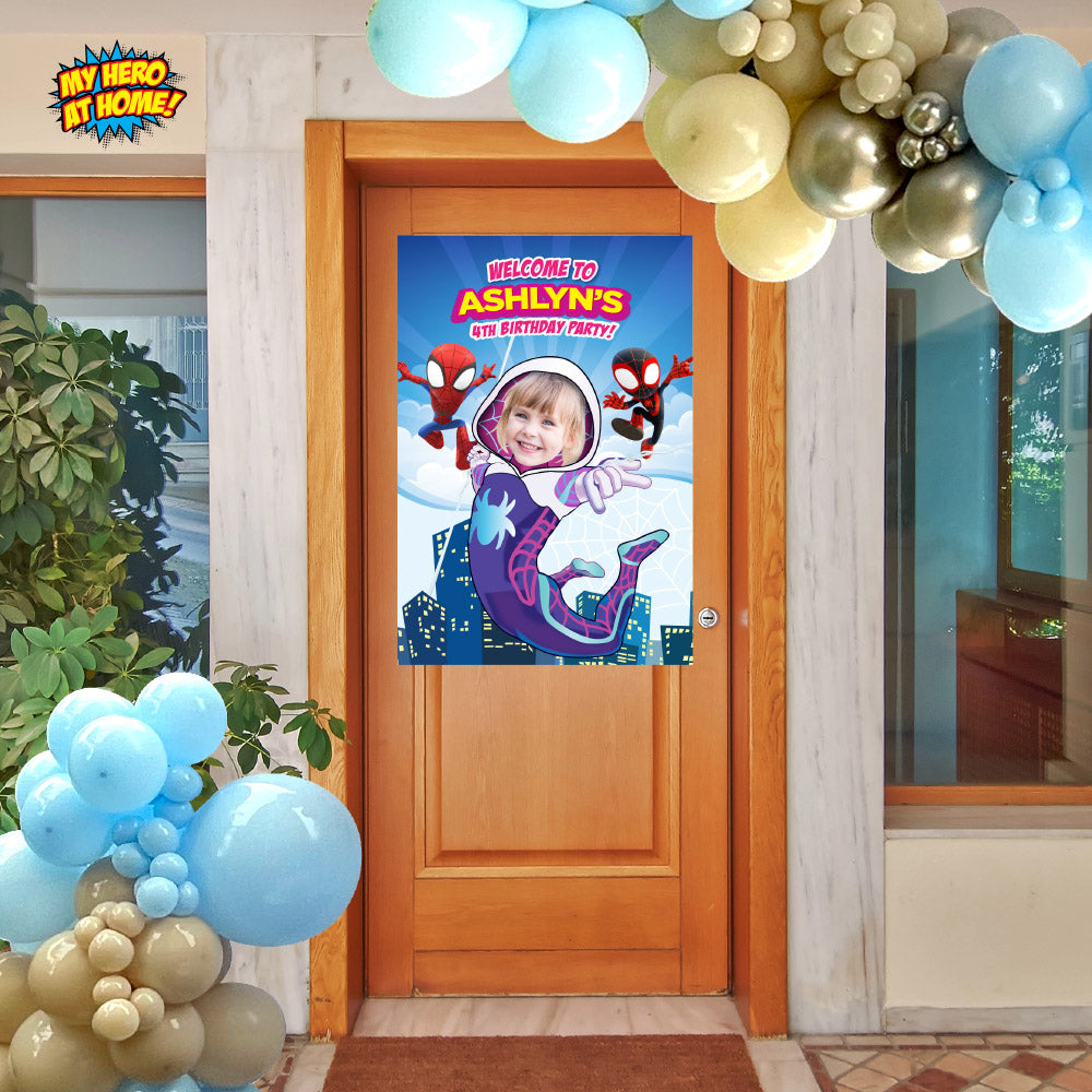 Bundle Gwen Stacy Birthday matching items with photo:  Invitation, Thank you, Cake, Welcome. 2039B2