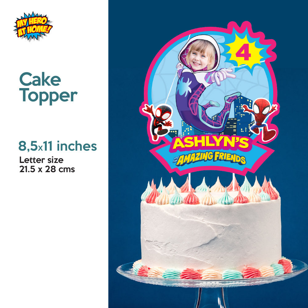 Bundle Gwen Stacy Birthday matching items with photo:  Invitation, Thank you, Cake, Welcome. 2039B2