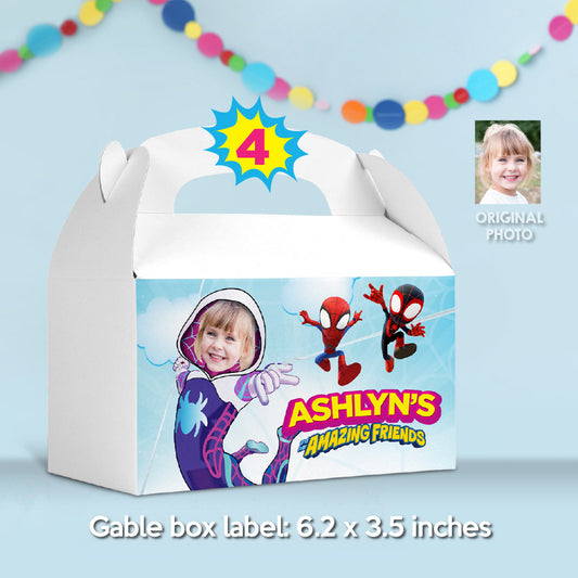Personalized Gwen Stacy Gable Box, Ghost Spidey Gift Box, Spider girl party favors. 2039GB
