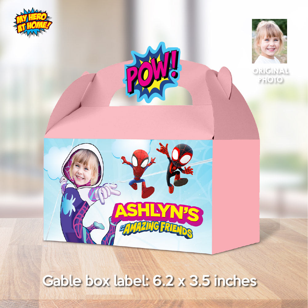 Personalized Gwen Stacy Gable Box, Ghost Spidey Gift Box, Spider girl party favors. 2039GB