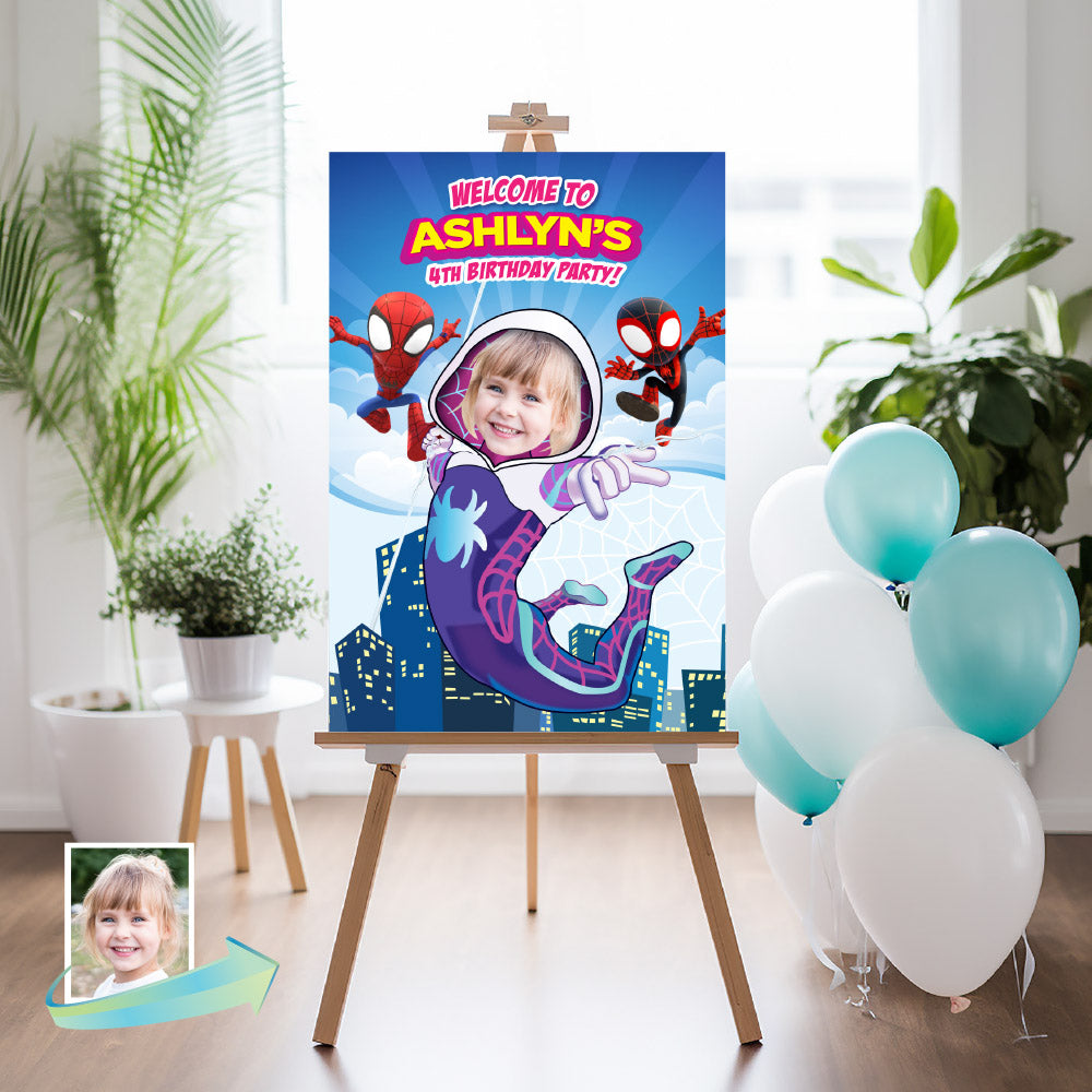 Gwen Stacy Welcome sign birthday girl as the star, Ghost Spidey Party Entrance Print. 2039WSB