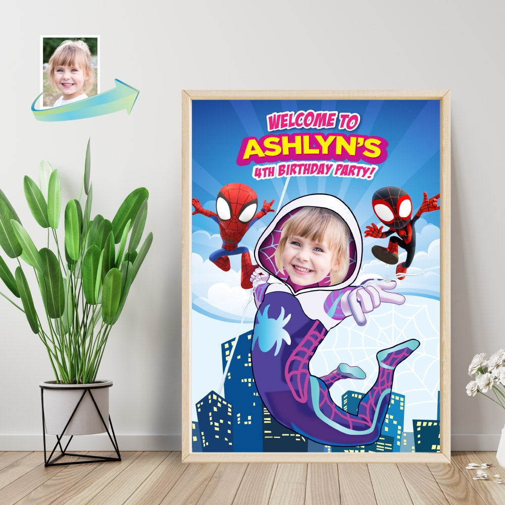 Gwen Stacy Welcome sign birthday girl as the star, Ghost Spidey Party Entrance Print. 2039WSB