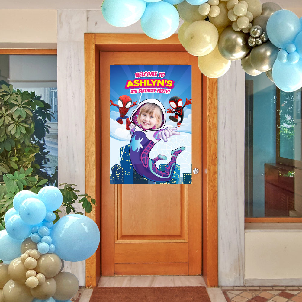 Gwen Stacy Welcome sign birthday girl as the star, Ghost Spidey Party Entrance Print. 2039WSB