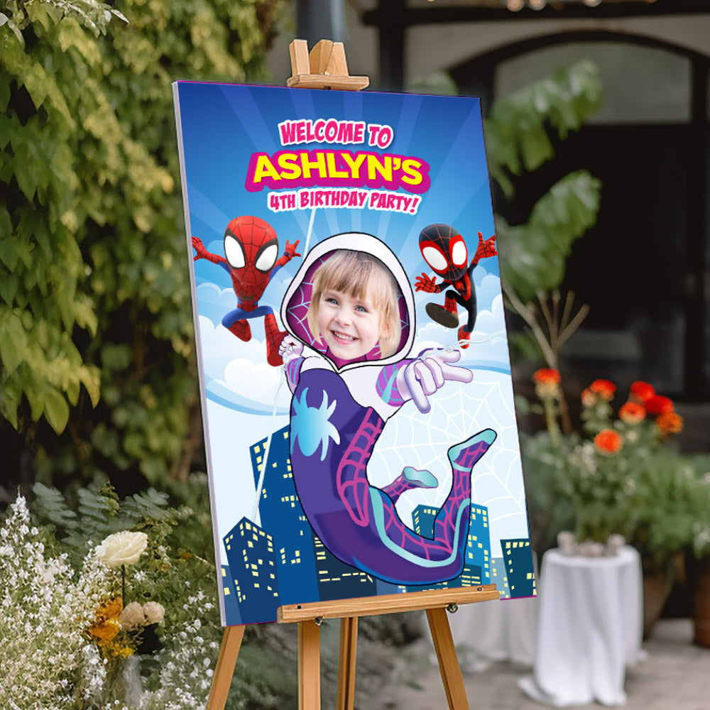 Gwen Stacy Welcome sign birthday girl as the star, Ghost Spidey Party Entrance Print. 2039WSB