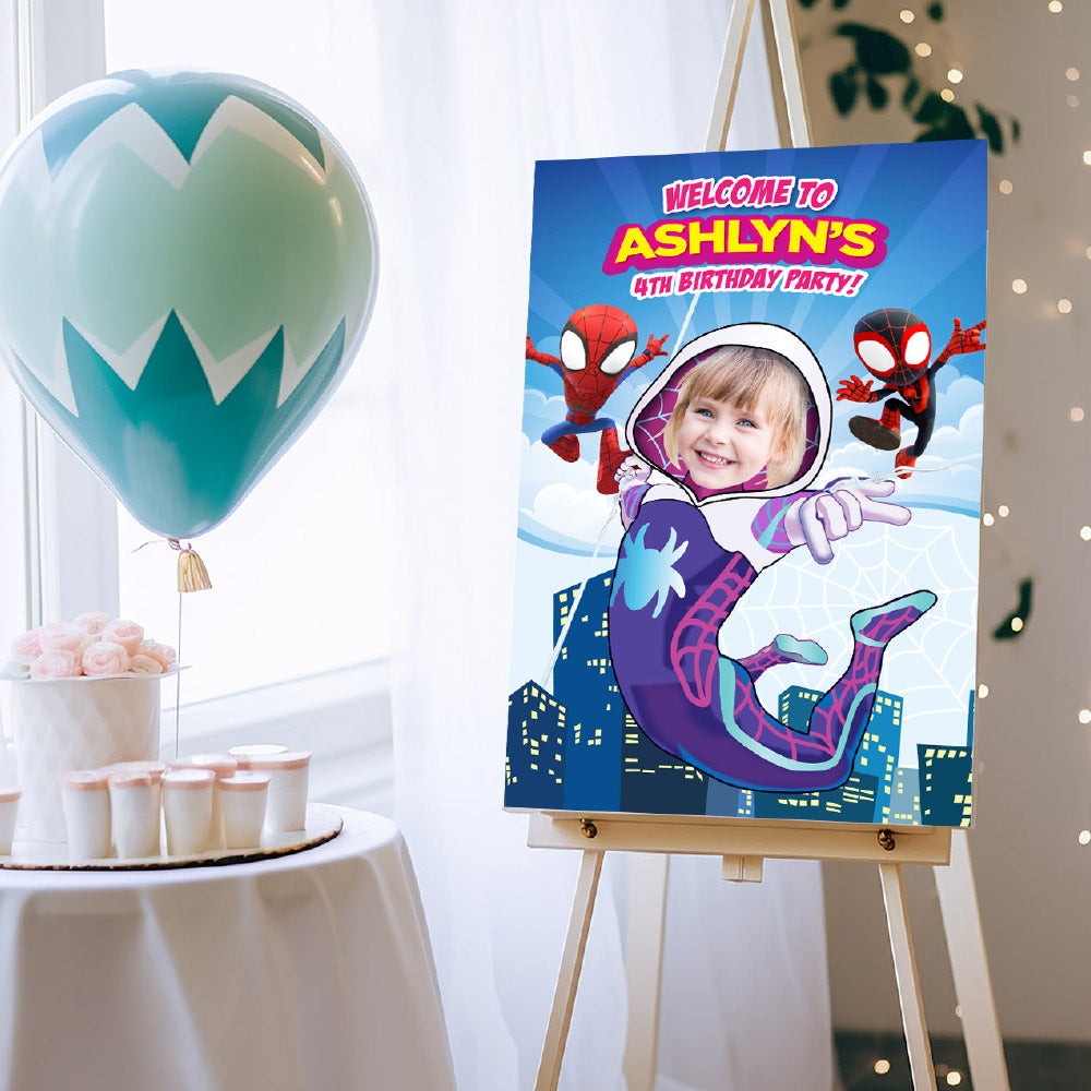 Gwen Stacy Welcome sign birthday girl as the star, Ghost Spidey Party Entrance Print. 2039WSB