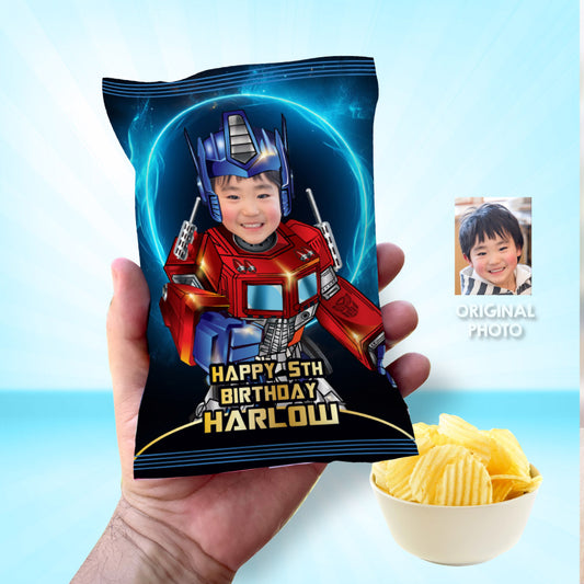 Optimus Prime chip bags party favors, Autobot Prime Chip Bag, Transformer Prime chip bags. 2042