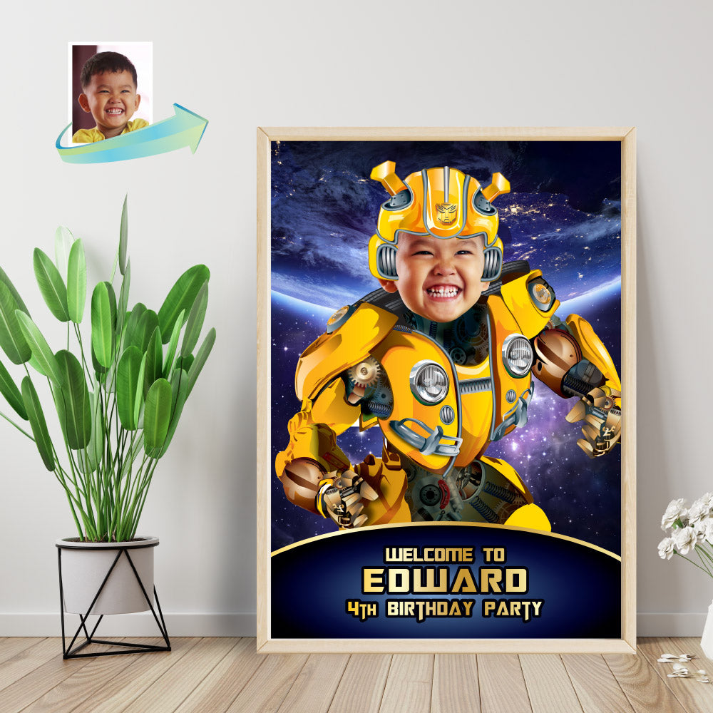 Bumblebee Welcome sign with photo, Autobots Welcome sign, Transformers Party Entrance Sign. 2044