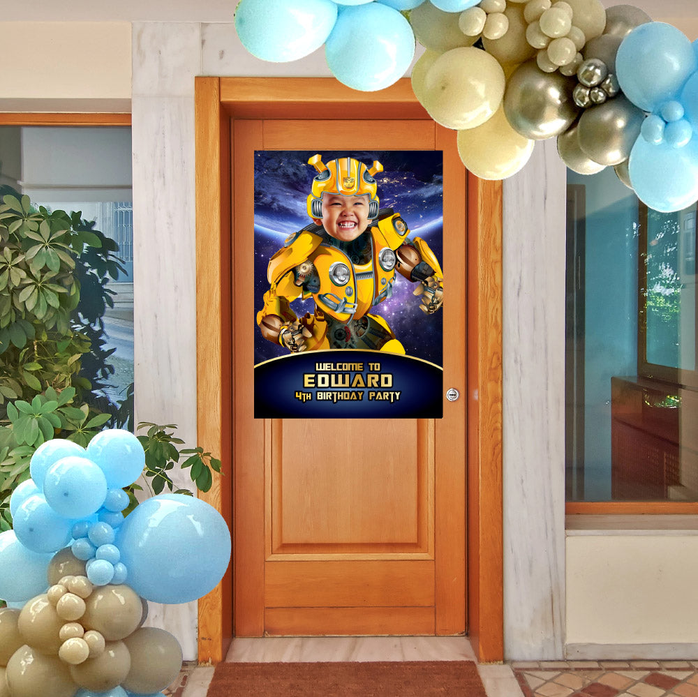 Bumblebee Welcome sign with photo, Autobots Welcome sign, Transformers Party Entrance Sign. 2044