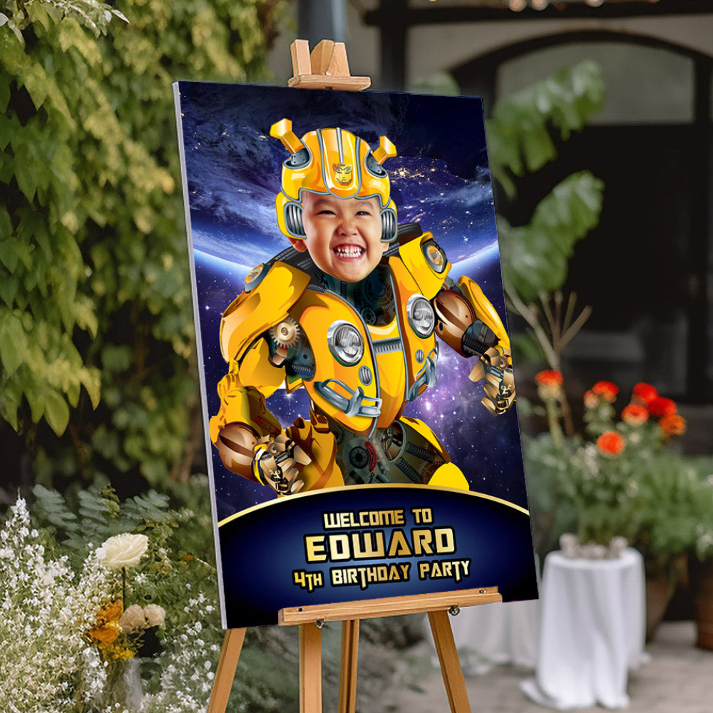 Bumblebee Welcome sign with photo, Autobots Welcome sign, Transformers Party Entrance Sign. 2044